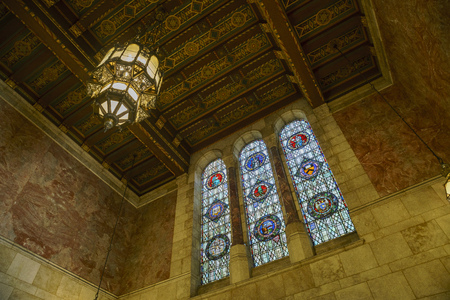Los Angeles, JUN 23: Interior view of the Doheny Memorial Library in USC on JUN 23, 2017 at Los Angeles, Californiaのeditorial素材