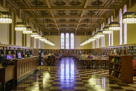 Los Angeles, JUN 23: Interior view of the Doheny Memorial Library in USC on JUN 23, 2017 at Los Angeles, Californiaのeditorial素材