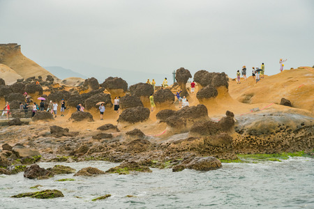 Special rocks in Yehliu Geopark at New Taipei City, Taiwanのeditorial素材