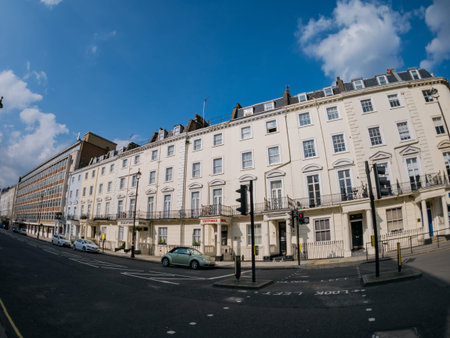 London, APR 14: Beautiful street view and building in Westminster on APR 14, 2018 at London, United...