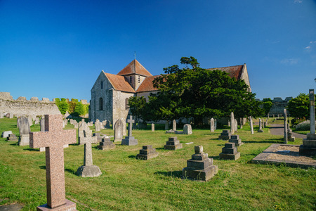 The historical runis - St Mary Church at Prochester, United Kingdomのeditorial素材