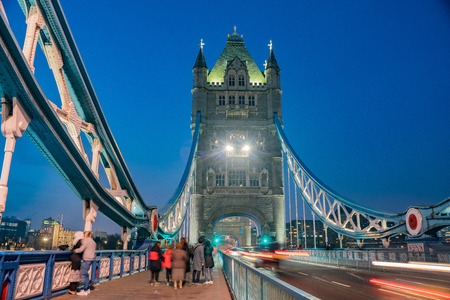 Night view of the historical and beautiful Tower Bridge at London, United Kingdomのeditorial素材