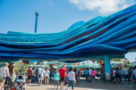 San Diego, JUN 27: Entrance of the famous SeaWorld on JUN 27, 2018 at San Diego, Californiaのeditorial素材