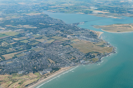Aerial view of rural scene and Malahide city near Dublin Airport, Irelandの写真素材