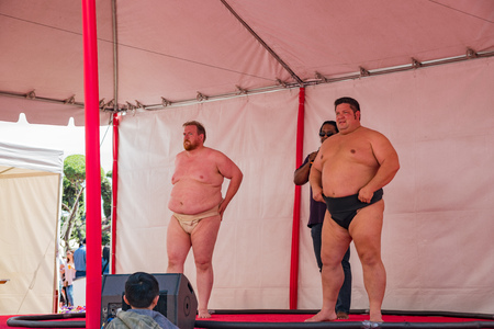 los Angeles, APR 8: Sumo performance show on APR 8, 2018 at Los Angeles, Californiaのeditorial素材