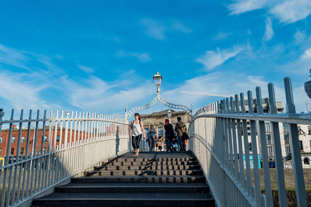 Dublin, JUL 1: The famous Ha'penny Bridge on JUL 1, 2018 at Dublin, Irelandのeditorial素材