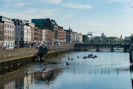 Dublin, JUL 1: Beautiful cityscape around River Liffey on JUL 1, 2018 at Dublin, Irelandのeditorial素材