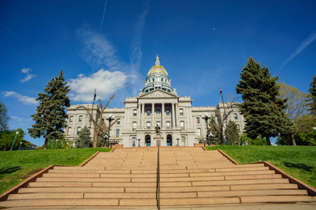 Sunny afternoon view of the historical Colorado State Capitol, United States