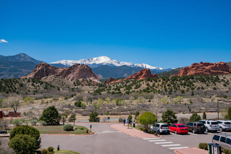 Manitou Springs, MAY 4: Beautiful landscape of the famous Garden of the Gods on MAY 4, 2017 at Manitou Springs, Coloradoのeditorial素材