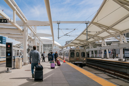 Denver, MAY 8: Morning view of the Union Station on MAY 8, 2017 at Denver, Coloradoのeditorial素材