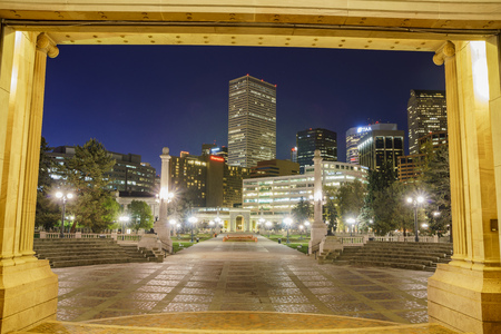 Denver, MAY 3: Night street view on the Civic Center on MAY 3, 2017 at Denver, Coloradoのeditorial素材
