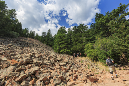 Boulder, AUG 9: People hiking in Flatirons on AUG 9, 2014 at Boulder, Coloradoのeditorial素材