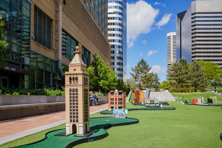 Denver, MAY 3: Mini golf in the Skyline Park on MAY 3, 2017 at Denver, Colorado