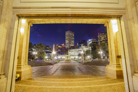 Denver, MAY 3: Night street view on the Civic Center on MAY 3, 2017 at Denver, Coloradoのeditorial素材