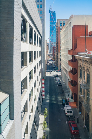 San Francisco, MAY 22: Beautiful street view from the famous Museum of Modern Art on MAY 22, 2017 at San Francisco, Californiaのeditorial素材