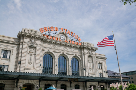 Denver, MAY 8: Morning view of the Union Station on MAY 8, 2017 at Denver, Coloradoのeditorial素材