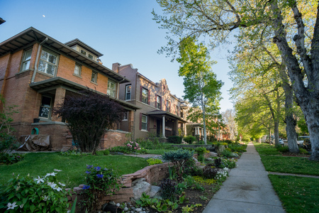 Denver, MAY 5: Beautiful street view on MAY 5, 2017 at Denver, Coloradoのeditorial素材