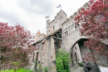 Ghent, APR 28: Exterior view of the Gravensteen Castle on APR 28, 2018 at Ghent, Belgiumのeditorial素材