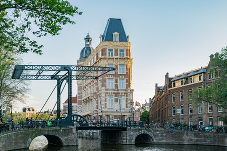 Amsterdam, JUL 21: Beautiful cityscape and canal around the city on JUL 21, 2017 at Amsterdam, Netherlandsのeditorial素材