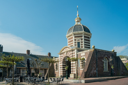 Afternoon view of the beautiful Morspoort and cityscape around Leiden, Netherlandsのeditorial素材