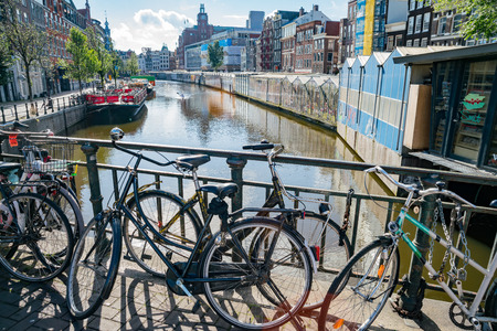 Amsterdam, JUL 22: Beautiful cityscape and canal around the city on JUL 22, 2017 at Amsterdam, Netherlandsのeditorial素材