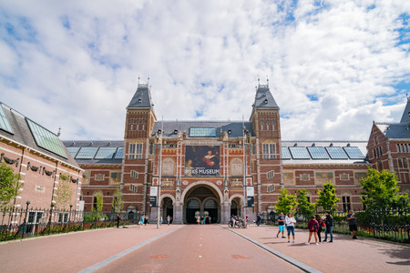 Amsterdam, JUL 22: Exterior view of the Rijksmuseum museum on JUL 22, 2017 at Amsterdam, Netherlandsのeditorial素材