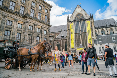 Amsterdam, JUL 22: Exterior view of The New Church on JUL 22, 2017 at Amsterdam, Netherlandsのeditorial素材