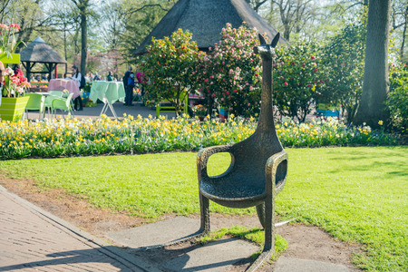 Lisse, APR 21:  Interesting shape chair  on APR 21, 2018 at Keukenhof, Lisse, Netherlandsのeditorial素材