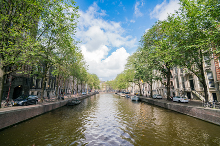 Amsterdam, JUL 22: Beautiful cityscape and canal around the city on JUL 22, 2017 at Amsterdam, Netherlandsのeditorial素材