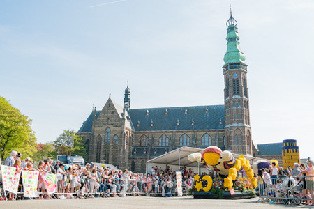 Netherlands, APR 21: The colorful flower parade on APR 21, 2018 at Netherlandsのeditorial素材