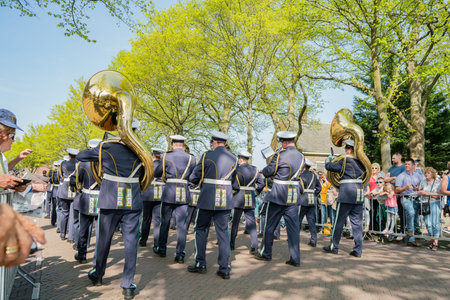 Netherlands, APR 21: The beautiful and colorful flower parade on APR 21, 2018 at Netherlandsのeditorial素材