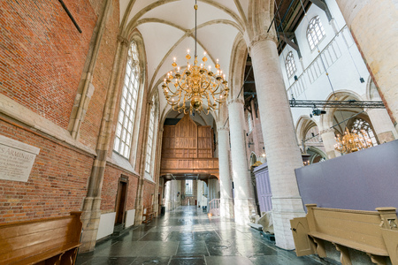 Leiden, APR 22: Interior view of the historical Pieterskerk church on APR 22, 2018 at Leiden, Netherlandsのeditorial素材