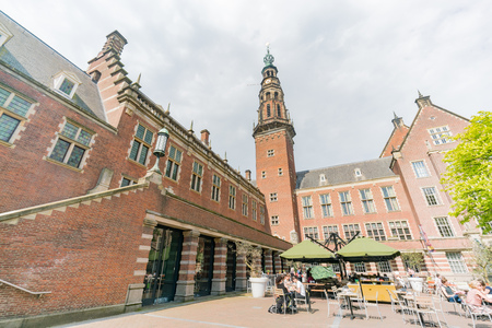Leiden, APR 22: Morning view of the beautiful cityscape  on APR 22, 2018 at Leiden, Netherlandsのeditorial素材