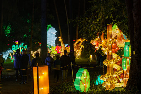 Los Angeles, NOV 21: Beautiful colorful lantern of Moonlight Forest Festival on NOV 21, 2018 at Los...