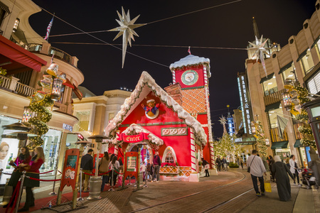 Night view of the Santa House in the Grove on NOV 27, 2018 at Los Angeles, Californiaのeditorial素材