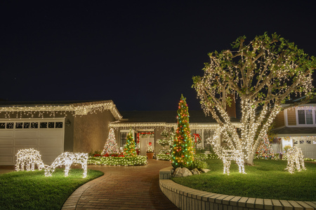 Brea, DEC 4: Beautiful christmas decoration on DEC 4, 2018 at Brea Neighborhood, Los Angels County, Californiaのeditorial素材