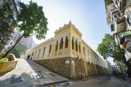 Macau, DEC 24: Exterior view of the famous Moorish Barracks on DEC 24, 2018 at Macauのeditorial素材