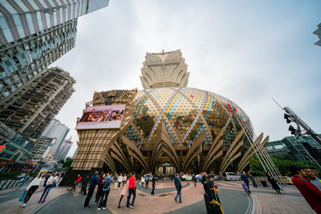 Macau, DEC 24: Exterior view of the famous Grand Lisboa Macau on DEC 24, 2018 at Macauのeditorial素材