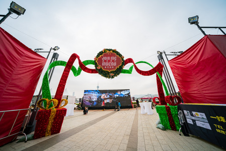Macau, DEC 24: Afternoon of a christmas market on DEC 24, 2018 at Macauのeditorial素材