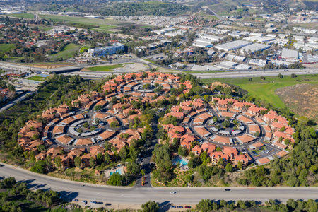 Pomona, JAN 26: Aerial view of some interesting round estate  on JAN 26, 2019 at Pomonta, California