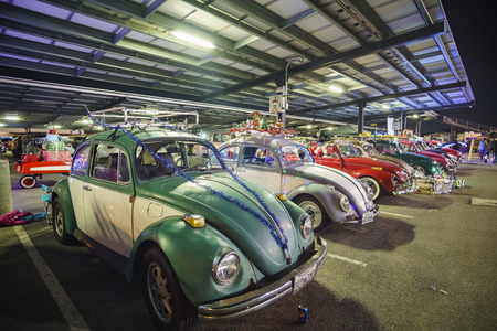 Temple City, DEC 8: Night view of Volkswagen Bettle car party on DEC 8, 2018 at Temple City, Los Angeles County, Californiaのeditorial素材