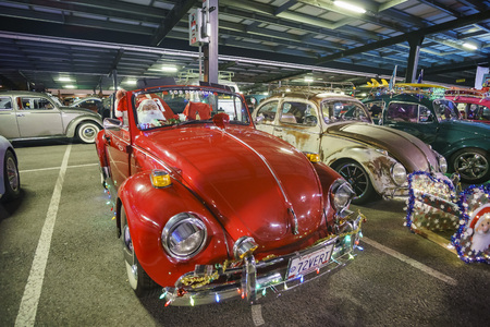 Temple City, DEC 8: Night view of Volkswagen Bettle car party on DEC 8, 2018 at Temple City, Los Angeles County, Californiaのeditorial素材