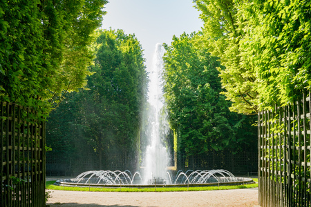 The beautiful Bosquet de la Girandole fountain of Place of Versailles at Franceのeditorial素材