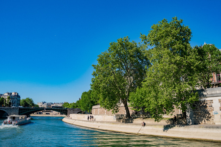Beautiful cityscape with the famous Seine river at Paris, Franceのeditorial素材