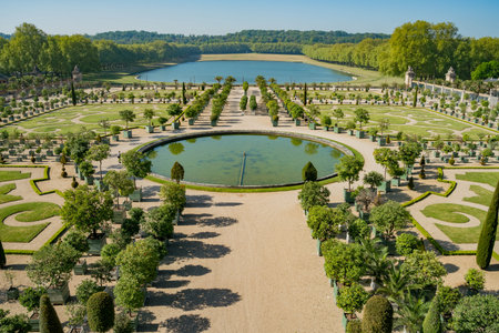 The beautiful garden, fountain of Place of Versailles at Franceのeditorial素材