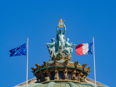 Roof statue of Palais Garnier at Paris, France