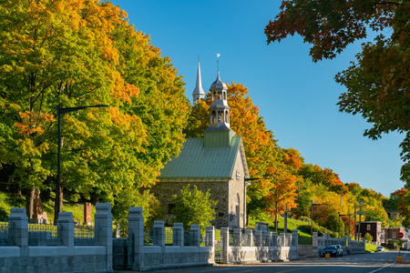 Exterior view of the Chapelle CommÃ©morative de la Citadelle church at Quebec, Canadaのeditorial素材
