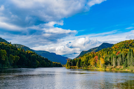 Beautiful fall color of Jacques-Cartier National Park at Quebec, Canada