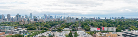 Aerial view of the Toronto skyline with CN Tower from Casa Loma at Canada