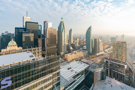 Aerial morning view of the Toronto downtown, Canada